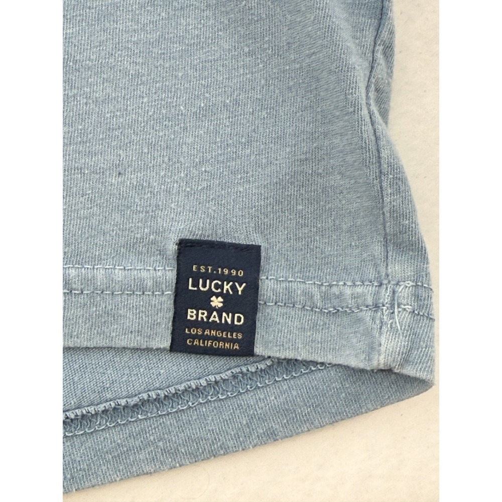 Lucky Brand Mens Henley Shirt Medium Blue Long Sleeve Casual Cotton Top - Picture 3 of 8